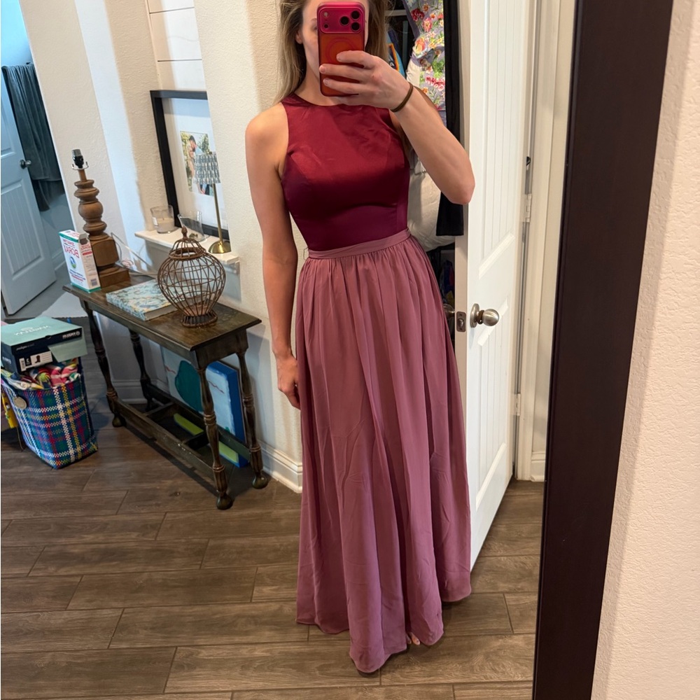Bari Jay Two-Tone Mauve and Plum Maxi Dress - Picture 3 of 7